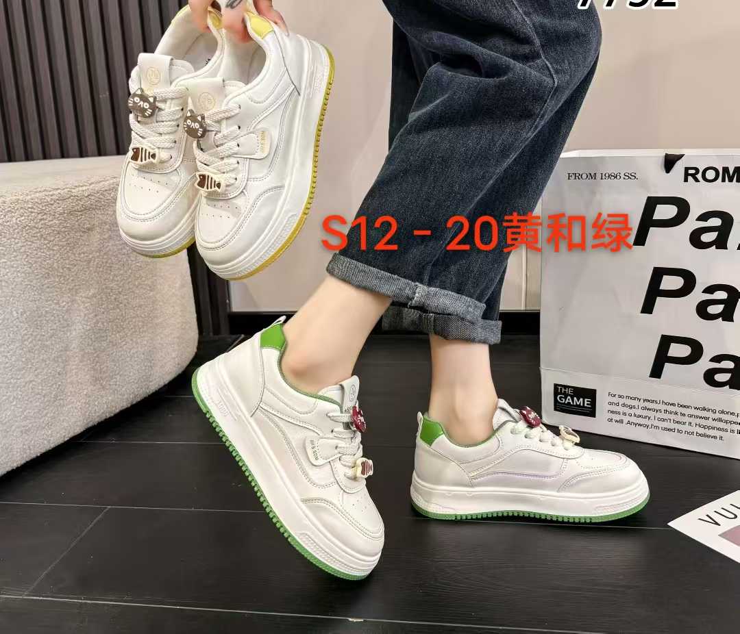 S12-20系带春季厚底休闲板鞋时尚休闲鞋运动小白鞋夏季网面