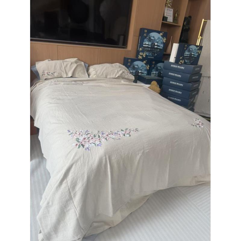 罗布麻樱花落手绣四件套