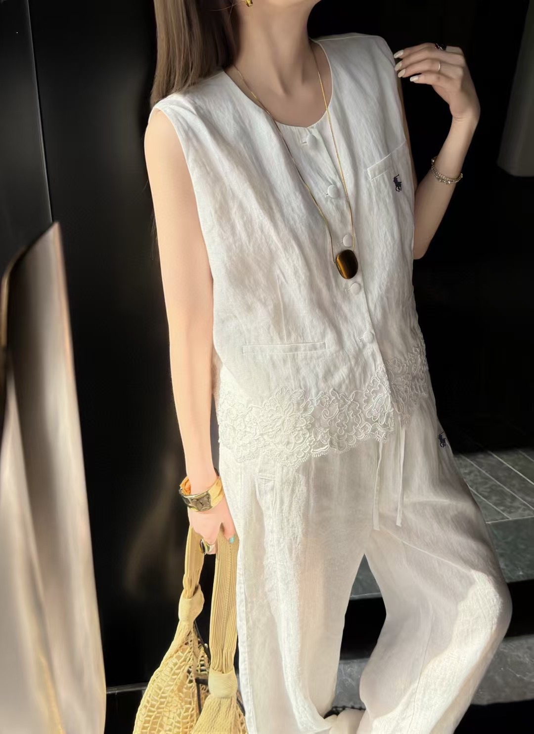 宽松无袖开衫套装25