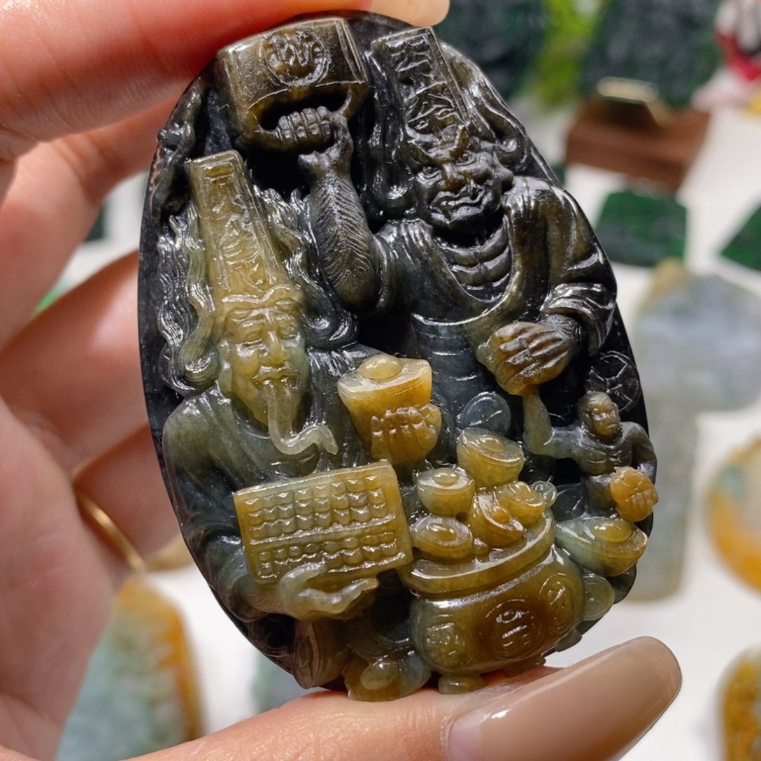 定制翡翠未镶嵌T黑白无常