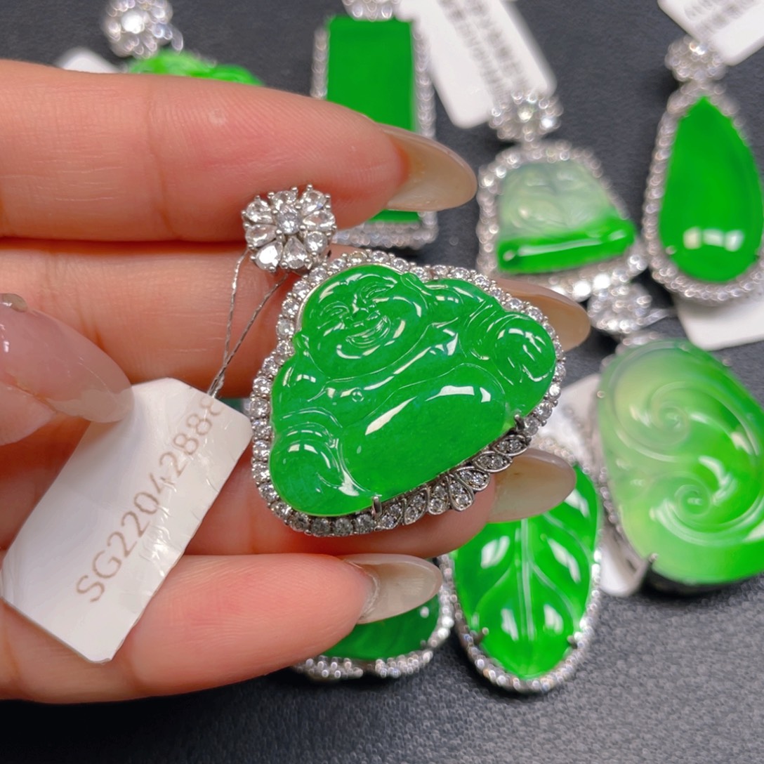 翡翠银S925镶嵌挂件