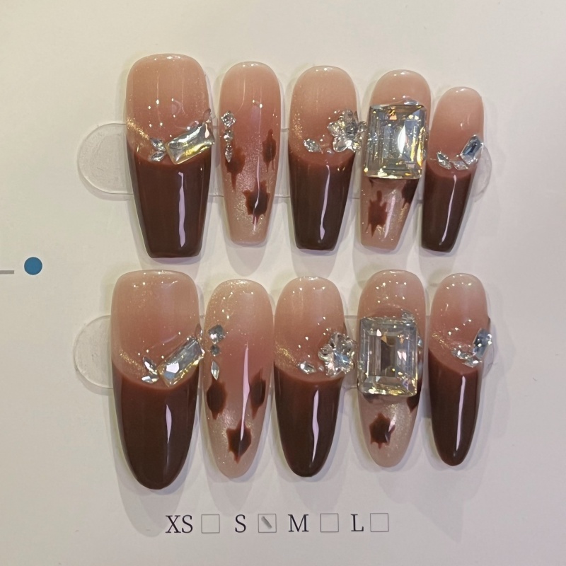 摩卡高级感美拉德色系纯欲港风气质法式奢华穿戴甲纯手工美甲贴片