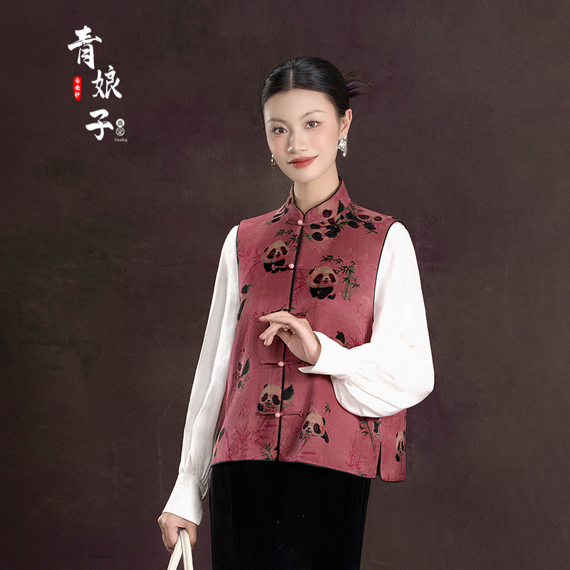 青娘子香云纱（沐岚）提花花萝新中式国风时尚气质宽松马甲-60110