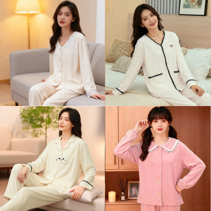 【找到对应编码下单】【品牌高货】【双面海岛绒】舒适睡衣女家居服套装