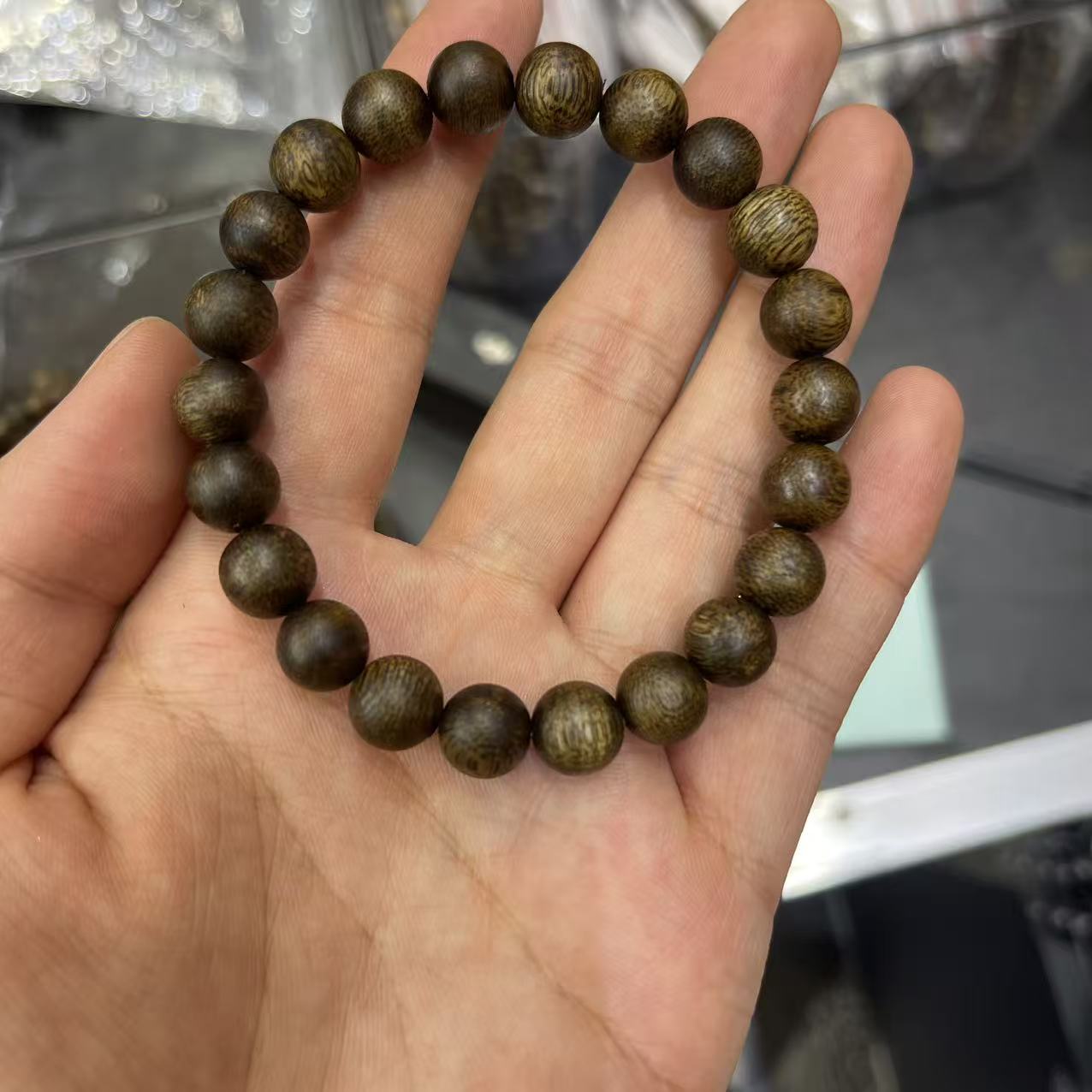 满江红 沉香手串海南香脉爆炸油/圆珠0.9单圈/沉水浮