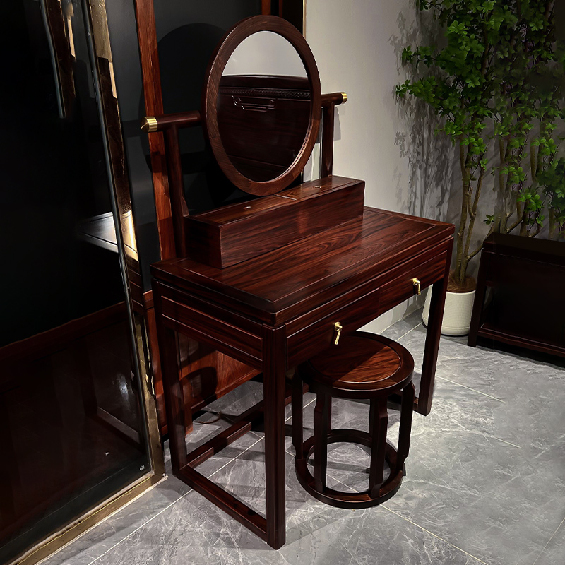 大叶酸枝明月梳妆台化妆台手工榫牟工艺卧室镜子台古典新中式