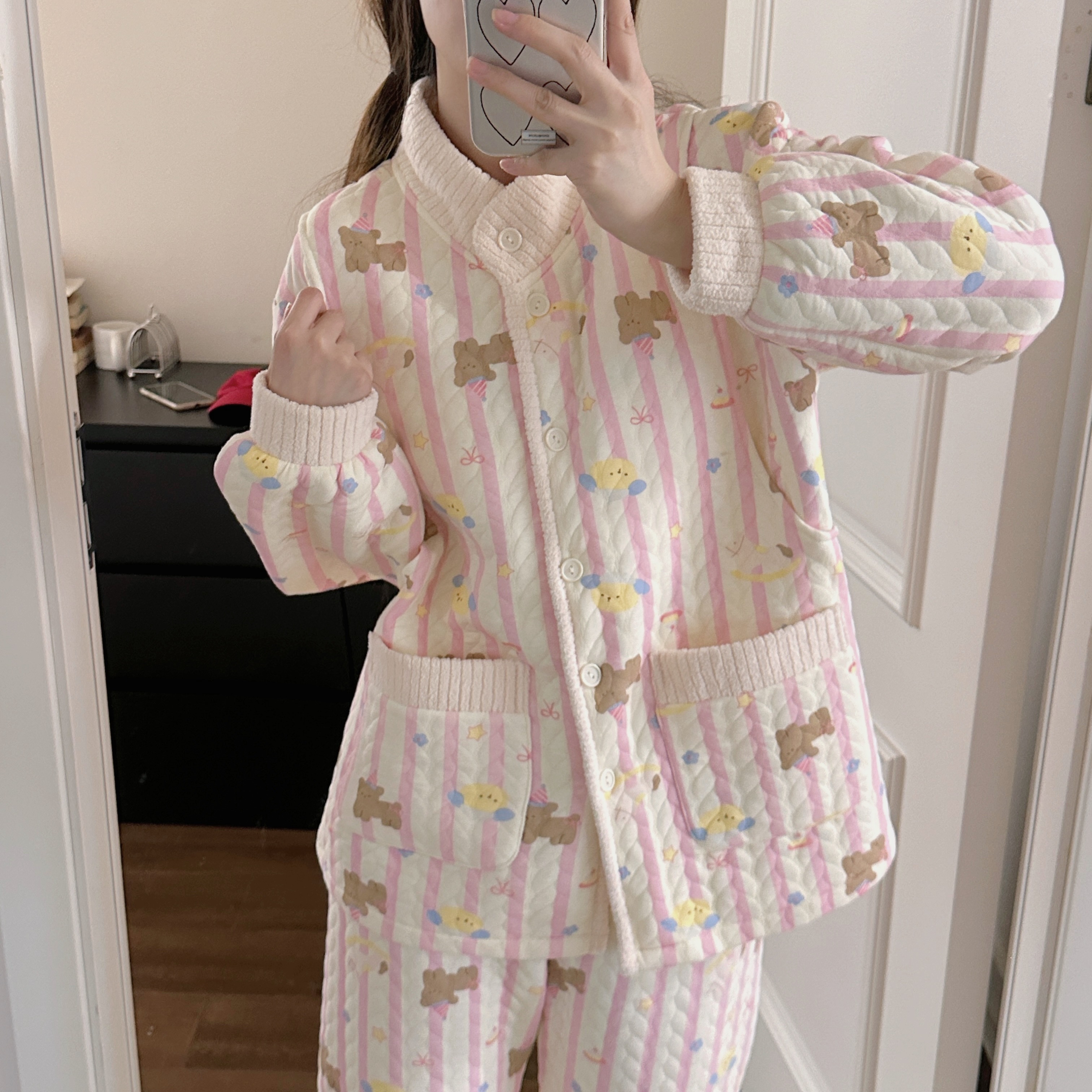 秋冬季加厚【带胸垫】纯棉空气棉保暖月子服产后哺乳孕妇睡衣套装