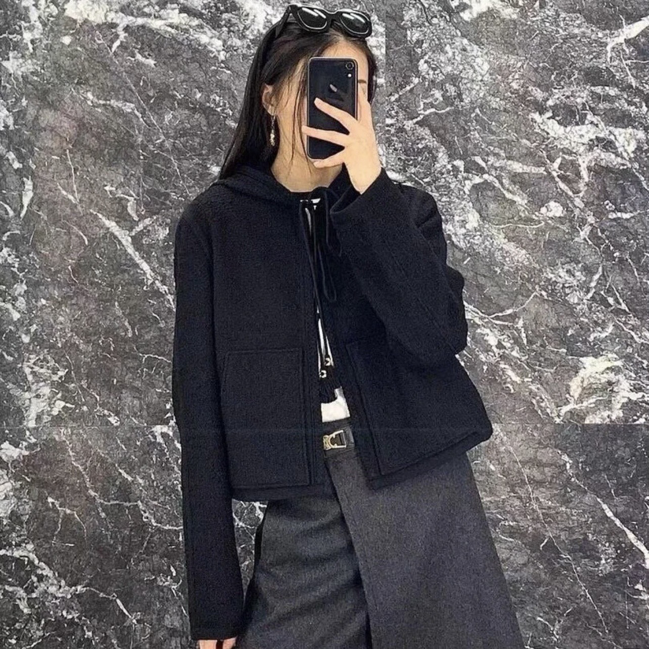 未使用 Celine/思琳 vem622 纯色连帽凯旋门吊坠夹克外套 36码 棉