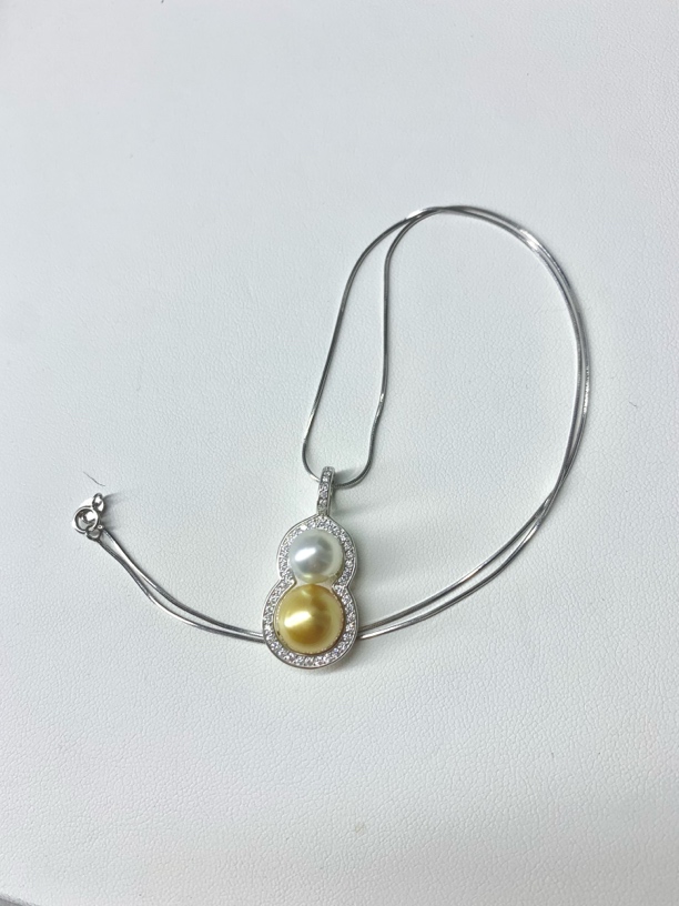 海水澳白金珠葫芦吊坠项链8～10+mm