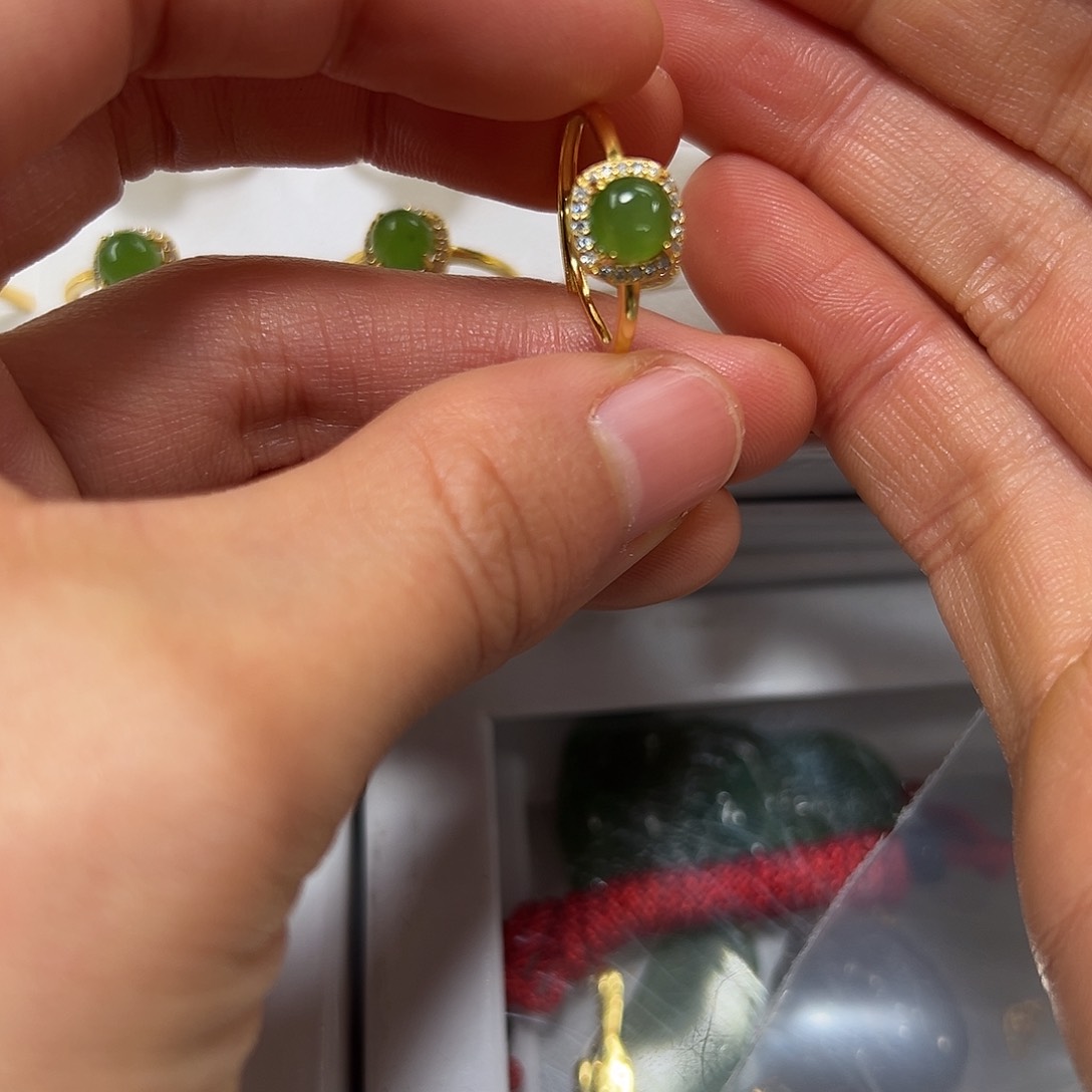 和田玉戒指银S925镶嵌@*子