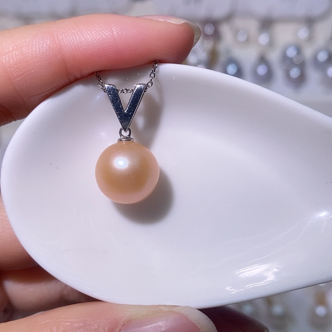 淡水珍珠吊坠(赠链)银S925镶嵌尺寸11/12毫米