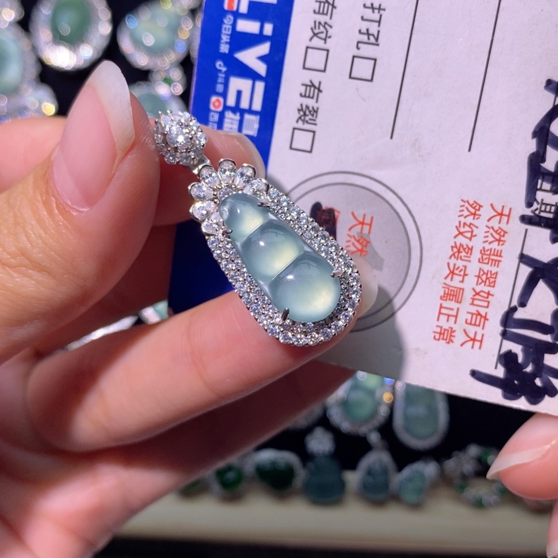 Y*** 翡翠银S925镶嵌颈饰分两单