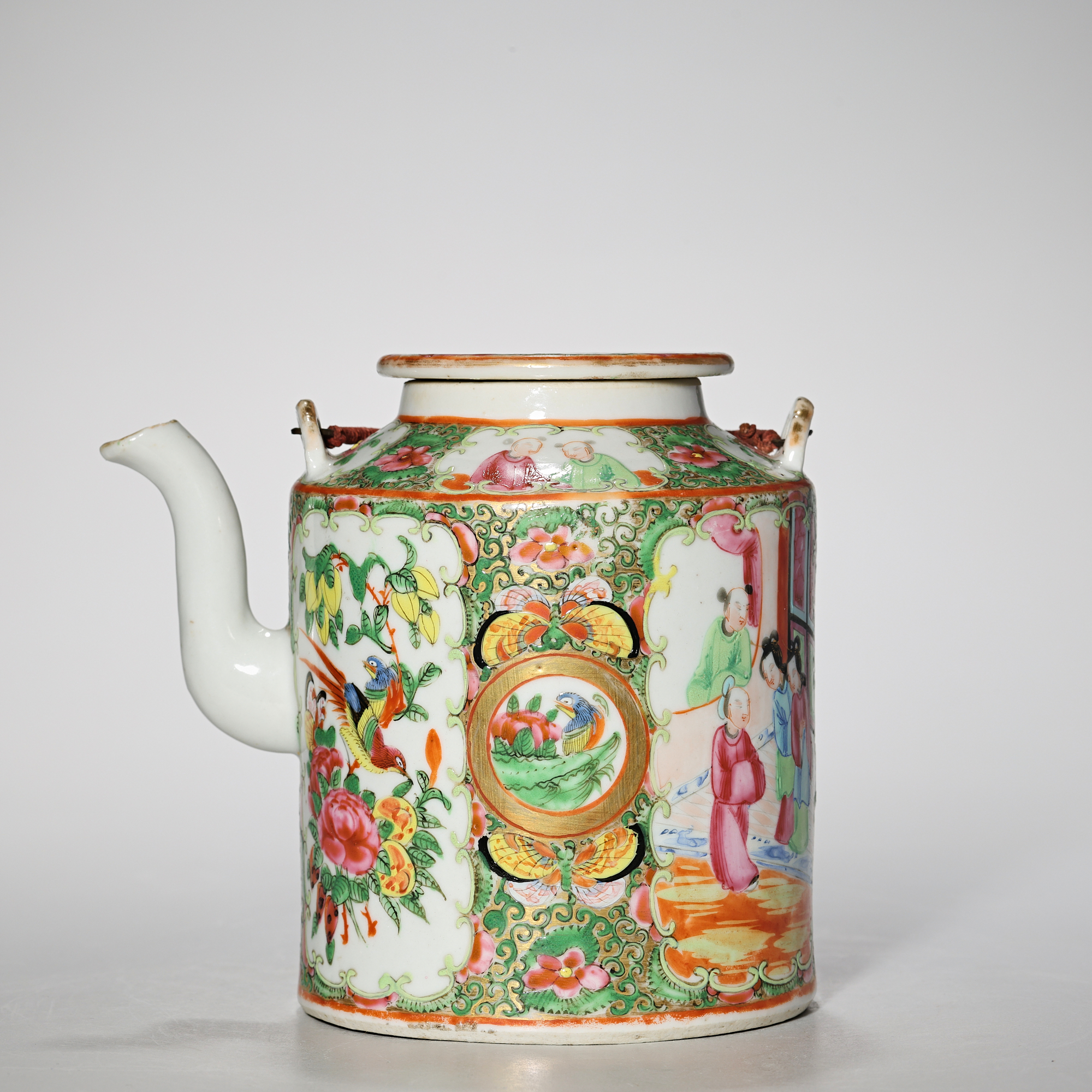 3960清晚期·广彩人物茶壶【古董拍卖】