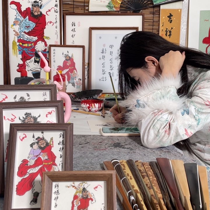 正***怀国画李老师李老师框