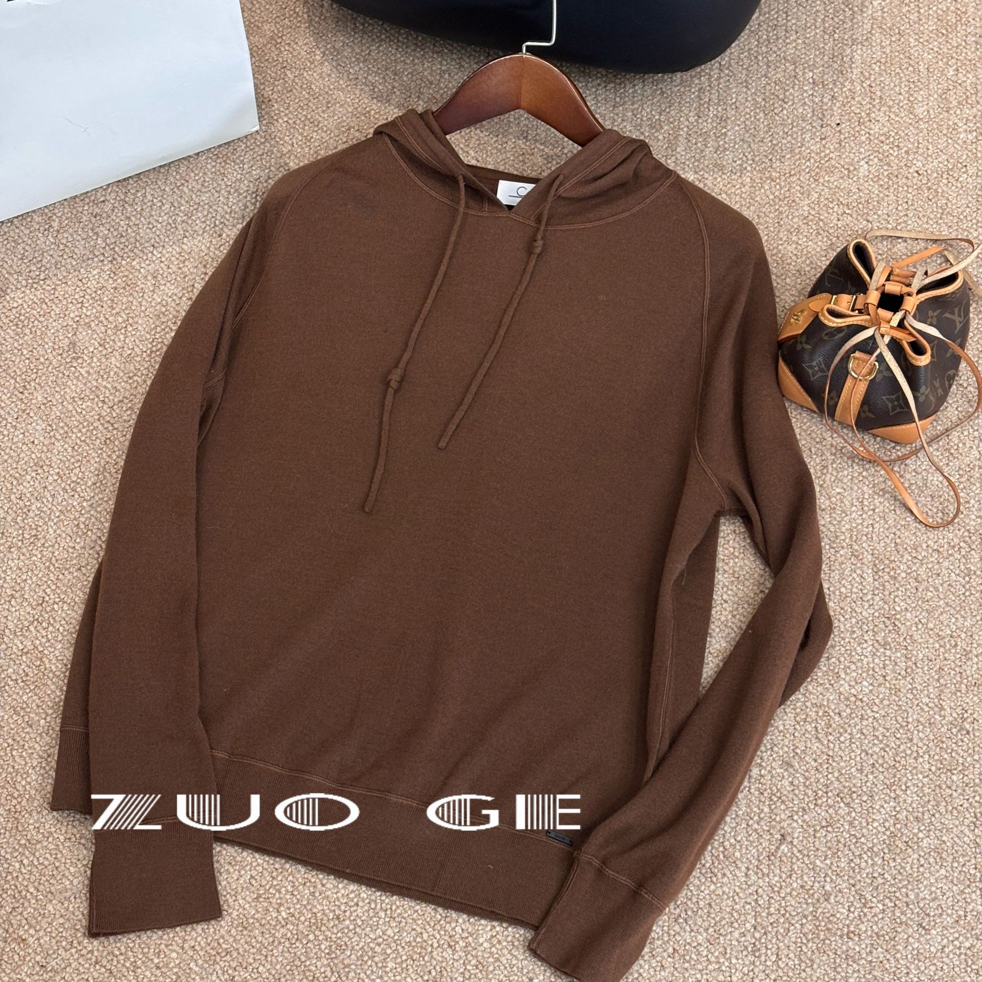 拼接连帽针织衫毛衣卫衣上衣Z0073