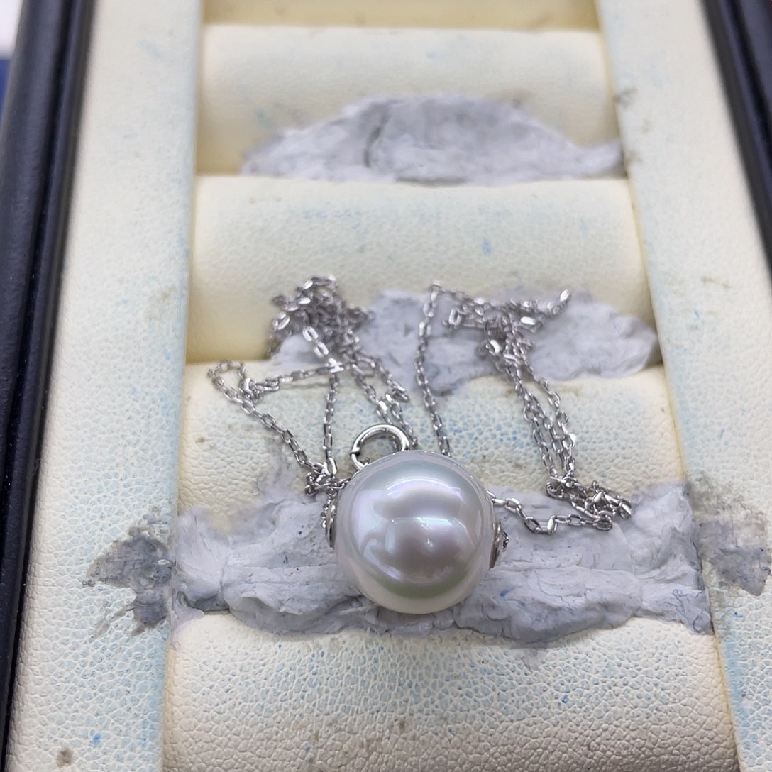 海水珍珠吊坠(赠链)银S925镶嵌澳白路路通11-12mm