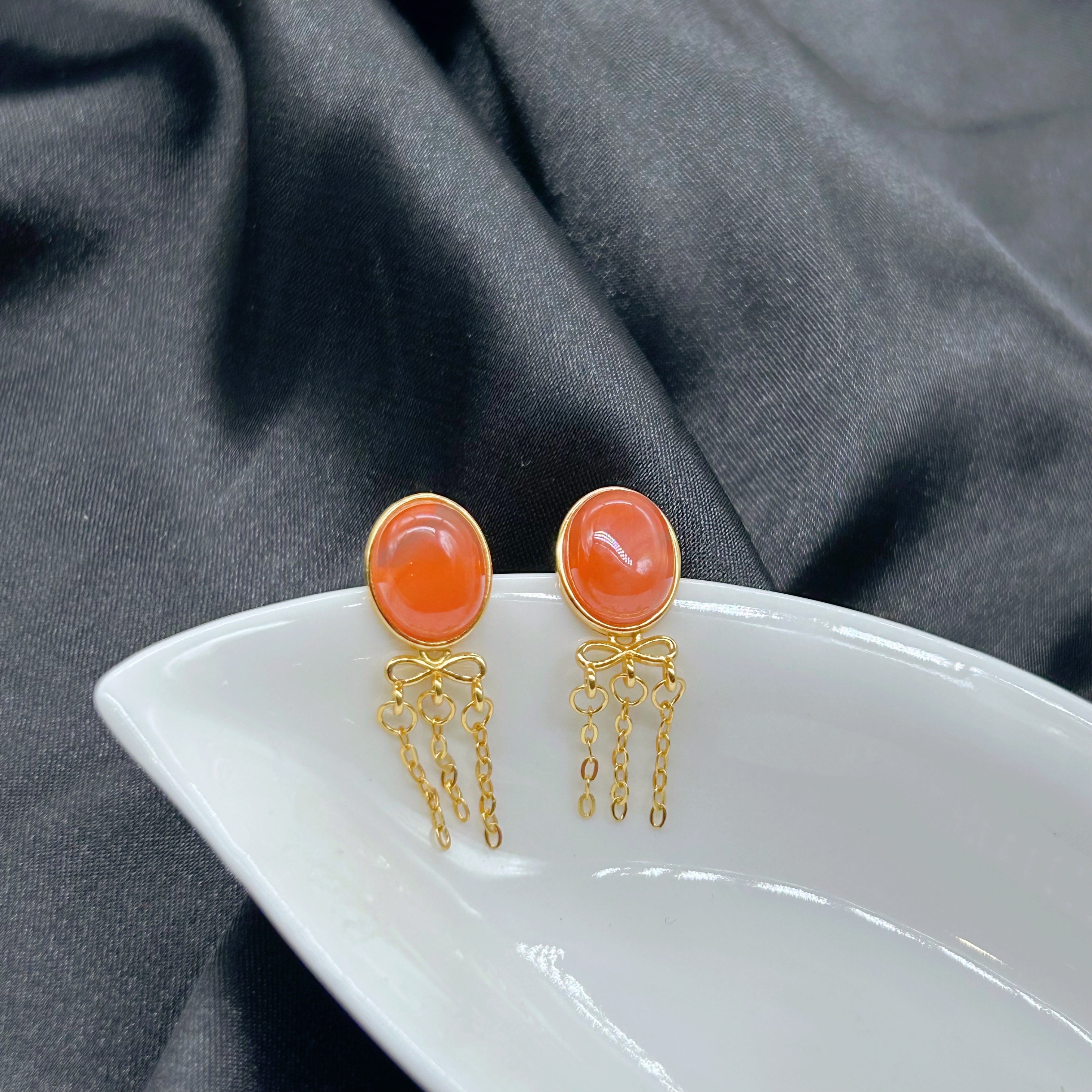 S925银南红玛瑙耳饰【多样性发一】【NH034】