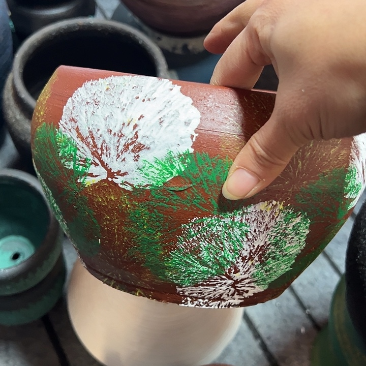 彩绘浅盆默认打孔高14口19默认打孔