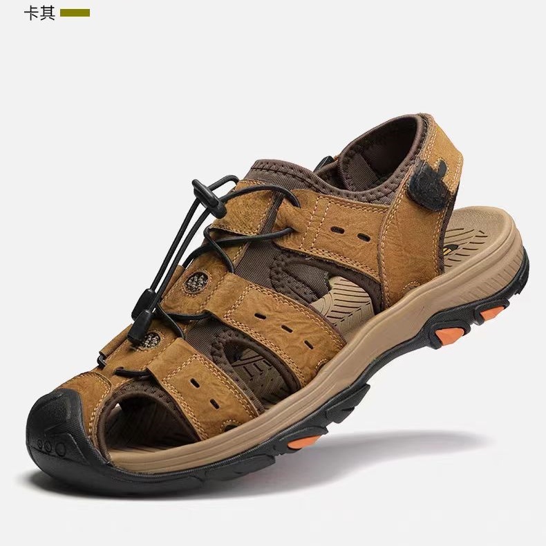 尾货YC透气户外男夏季溯溪鞋牛皮包头凉鞋男运动沙滩鞋子