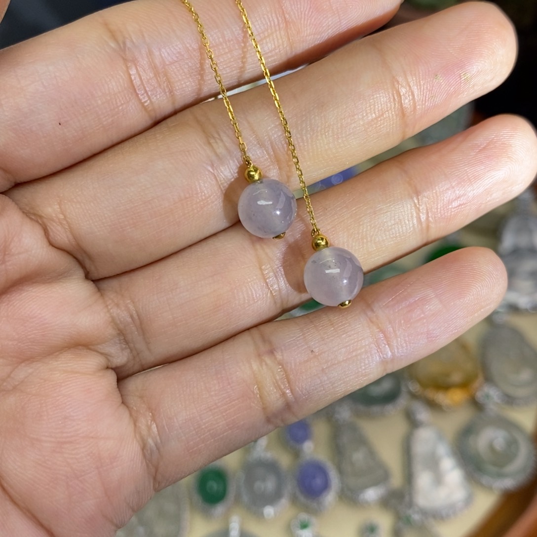 翡翠颈饰18K金镶嵌A过肺部