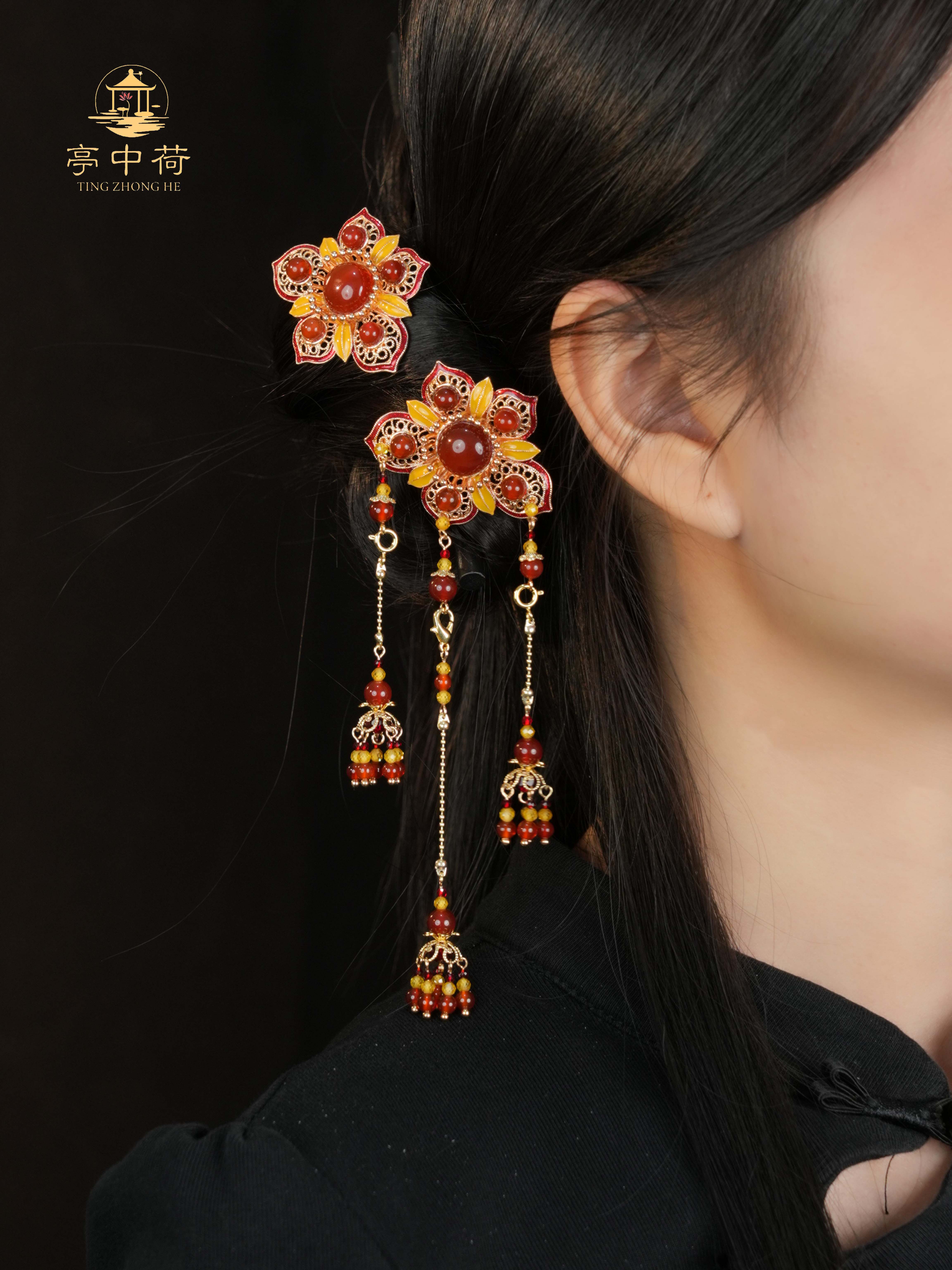 亭中荷【松涧雪】发簪小U钗新年款式原创设计手工制作古风