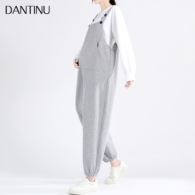 孕妇背带裤2025春秋新款外穿宽松大码套装小个子两件套孕妇装春款