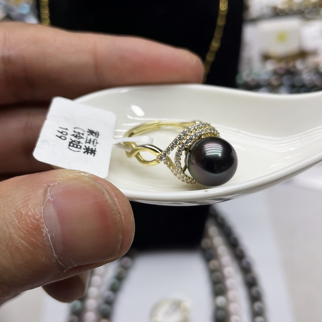 海水珍珠银S925镶嵌戒指