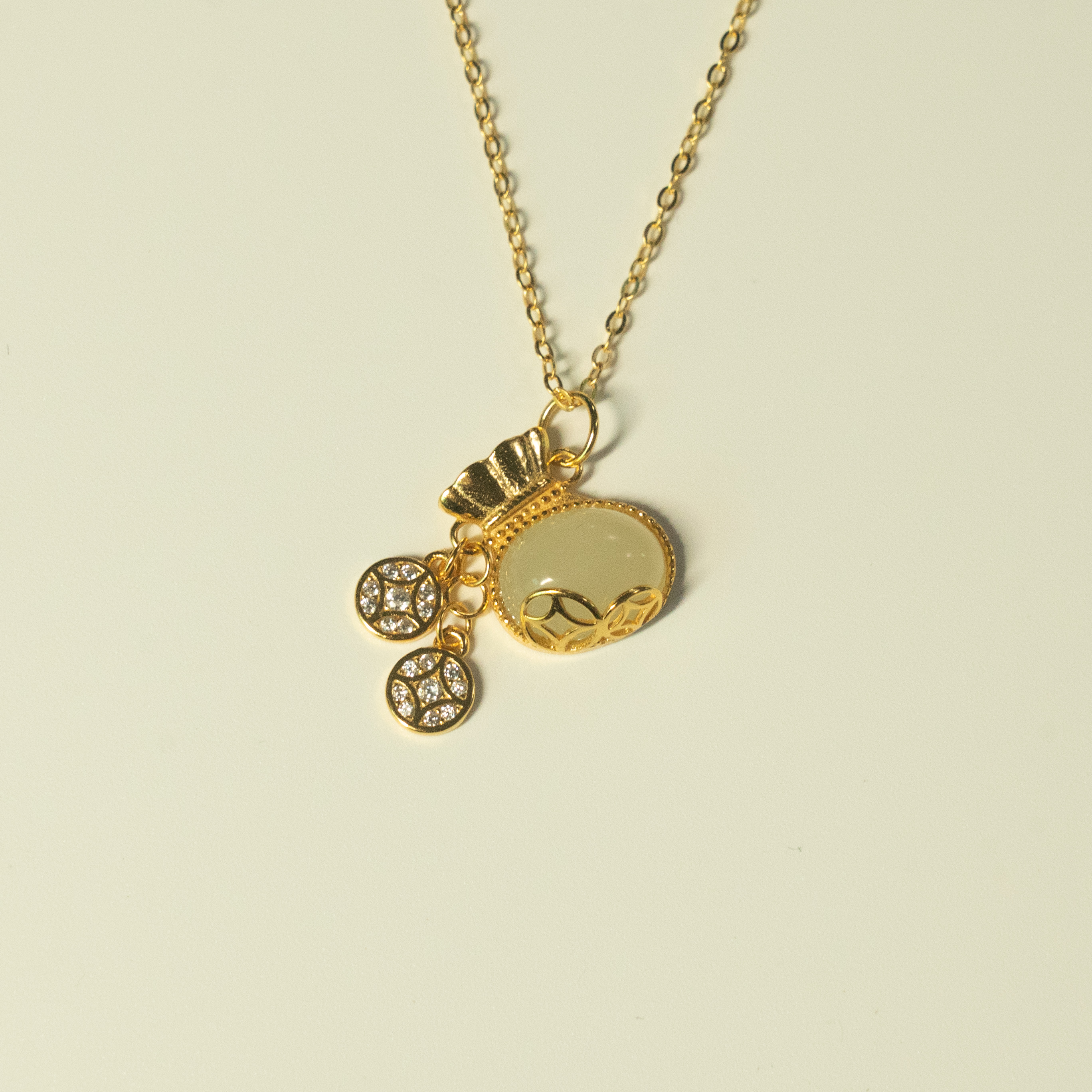 【金展珠宝】 S925银镶嵌和田玉福袋吊坠 赠送链子