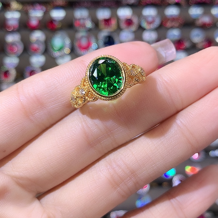 碧玺银S925镶嵌戒指金810