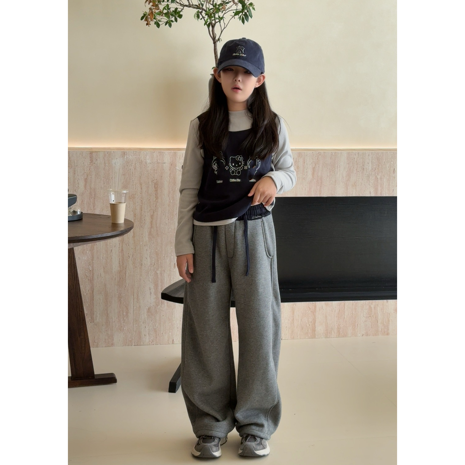 泡妈童装  【撞色字母卫裤】冬季加绒儿童运动男童女童卫裤25273