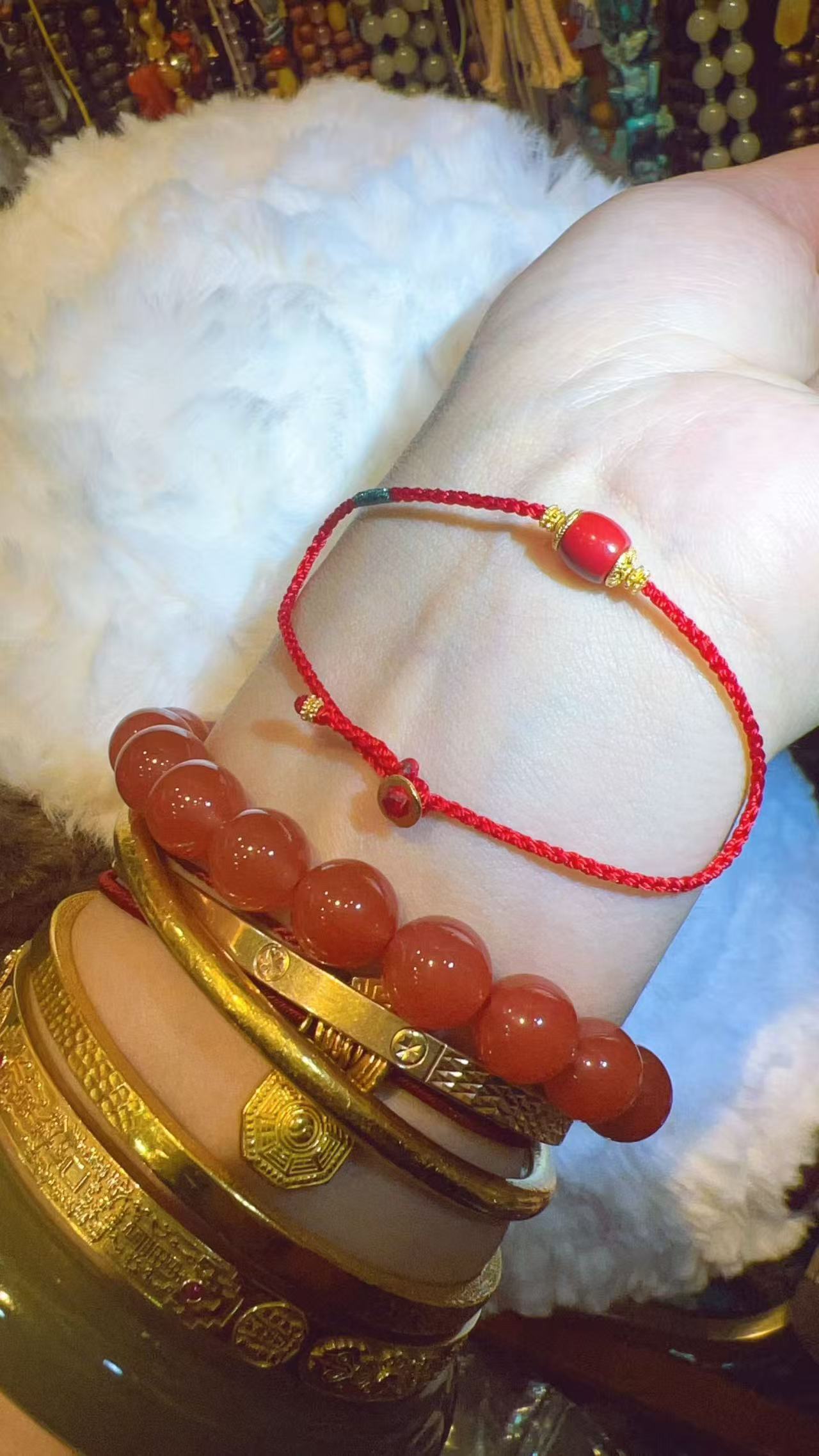 手链 手绳 大小可调 925配件红砂圆珠 