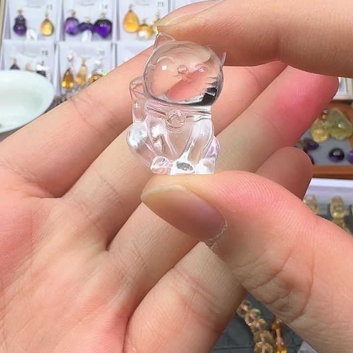水晶珠宝半成品未镶嵌招财猫
