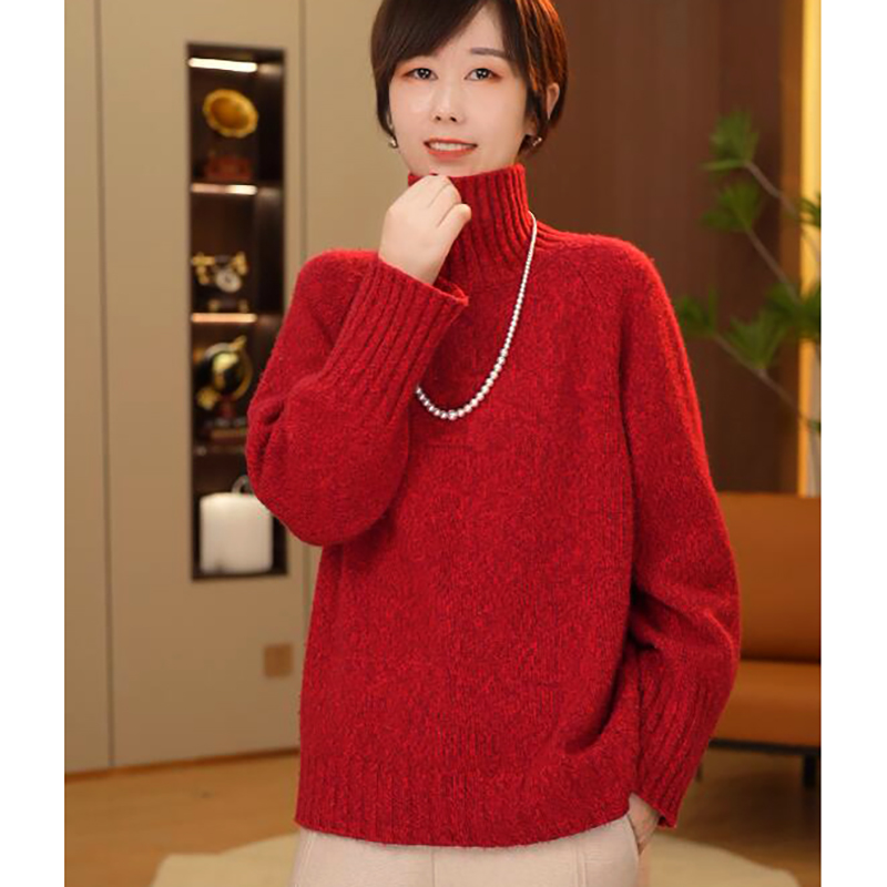 莫奈花园 6股花纱加厚羊绒套衫高领 宽松慵懒羊绒