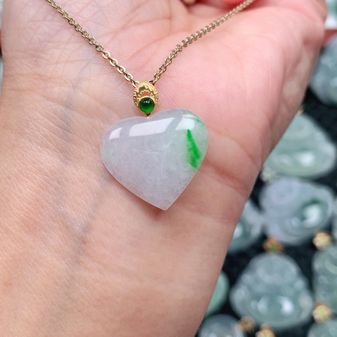 翡翠吊坠(不含链)18K金镶嵌