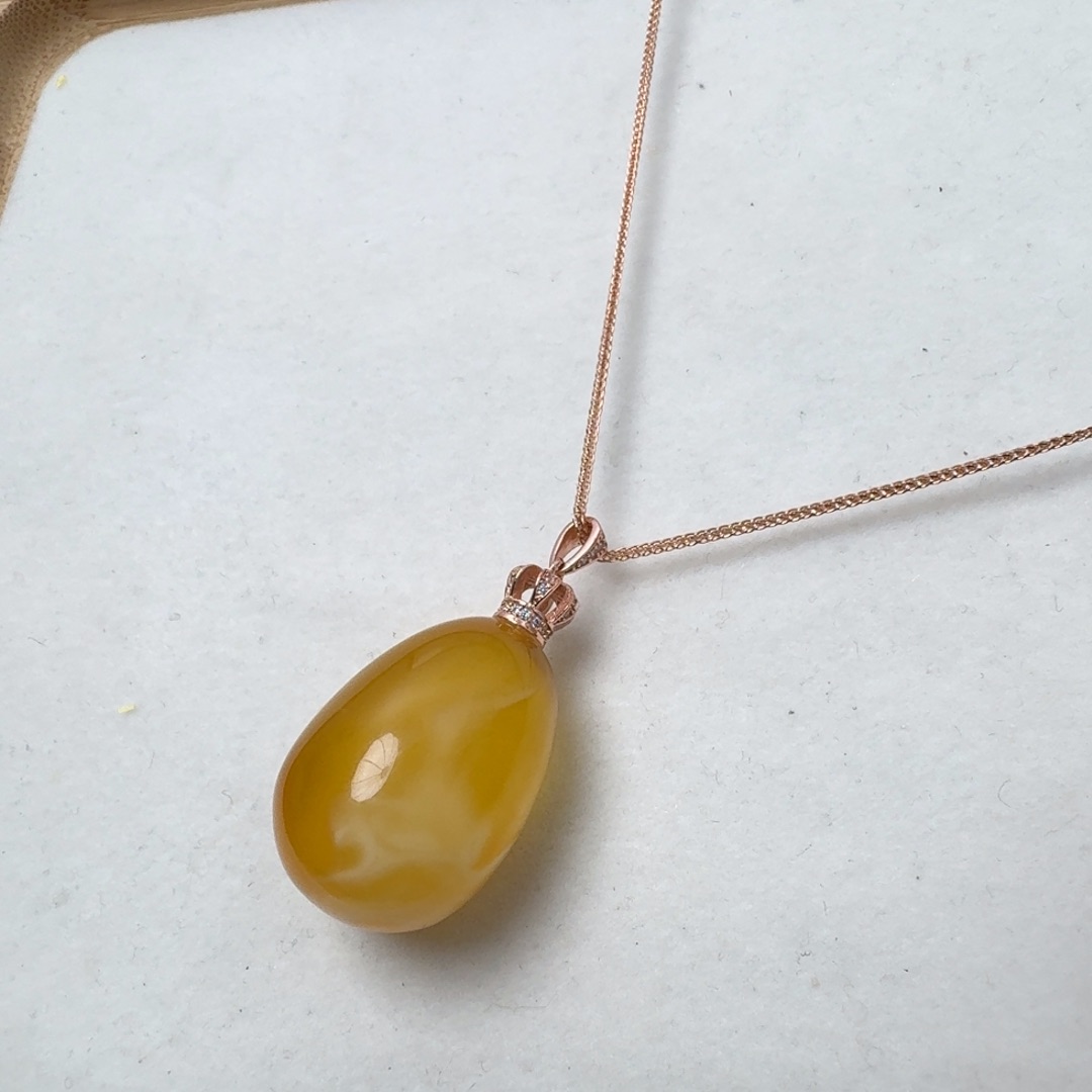 蜜蜡吊坠(赠链)银S925镶嵌