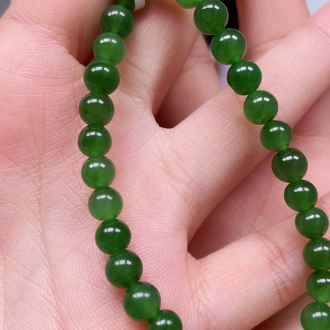 和田玉（碧玉）手串未镶嵌月**妹碧玉手串6