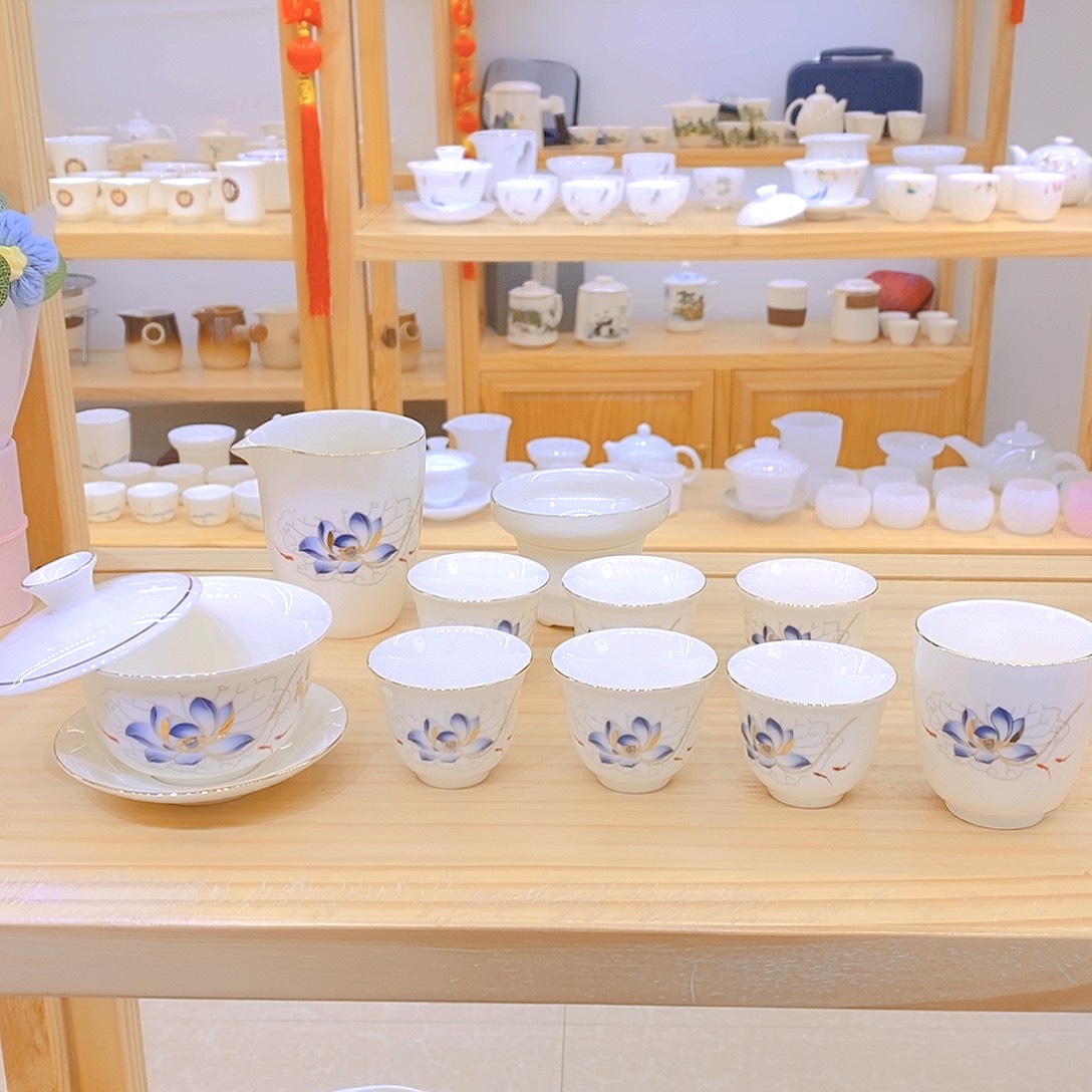 羊脂玉瓷茶具套装