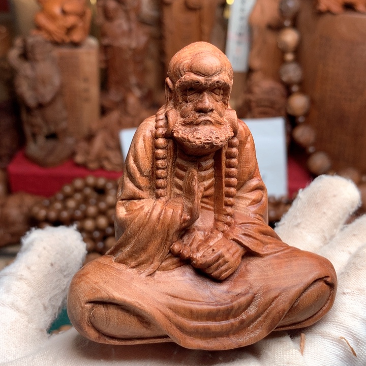 檀香木把件老山檀达摩瑕疵