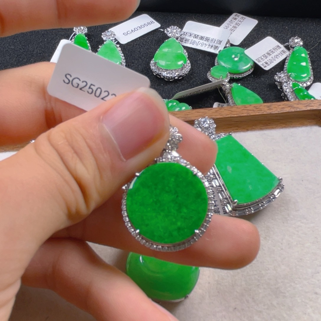 翡翠吊坠(不含链)银S925镶嵌