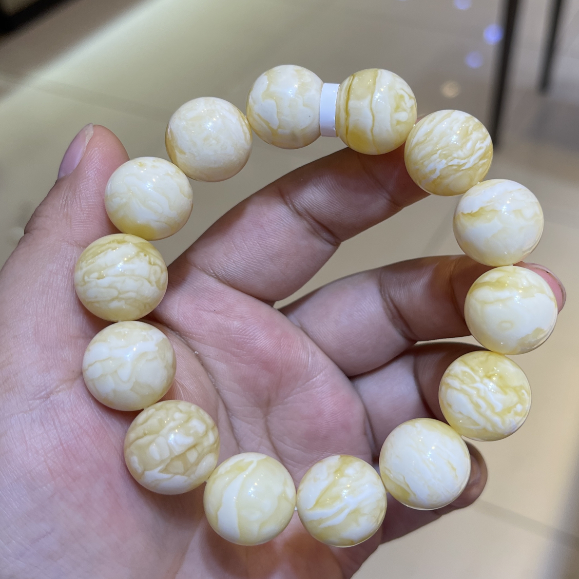 16虎皮纹蜜蜡圆珠手串蜡质浓郁女款男士手工时尚情侣老型轻奢女款