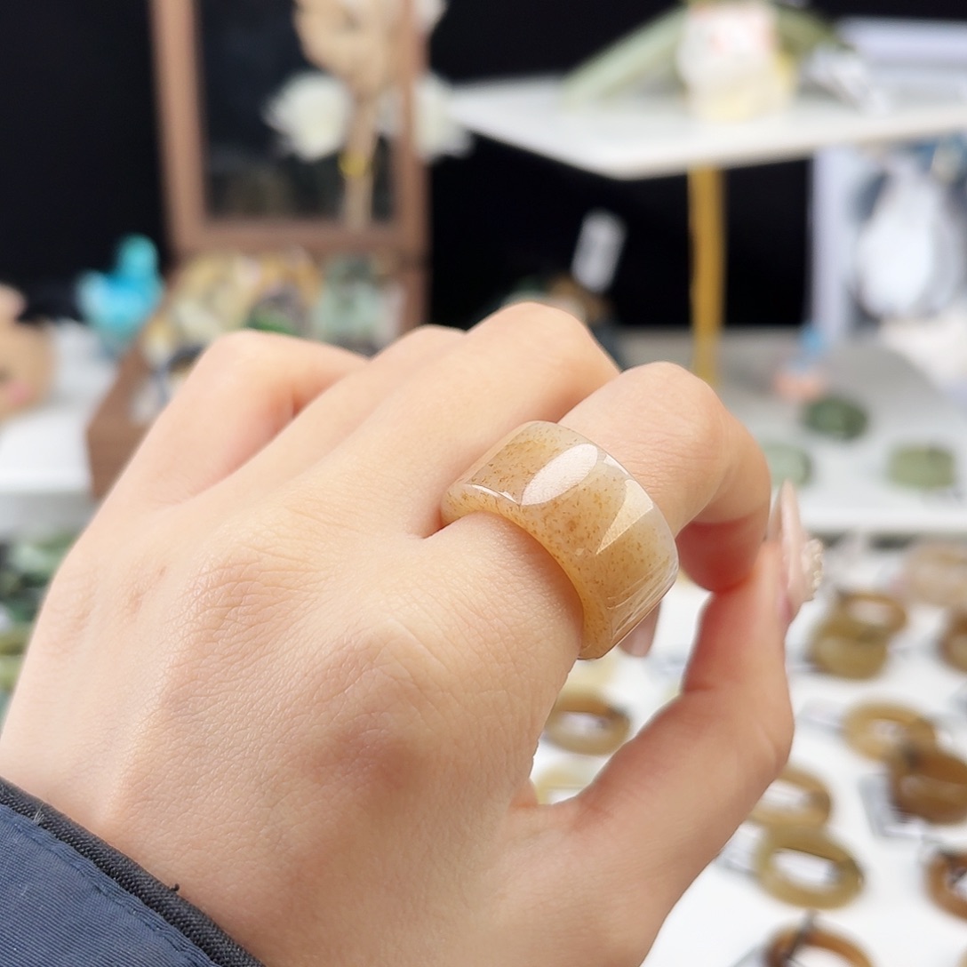 和田玉未镶嵌戒指P33金桂花直切17.3不退换