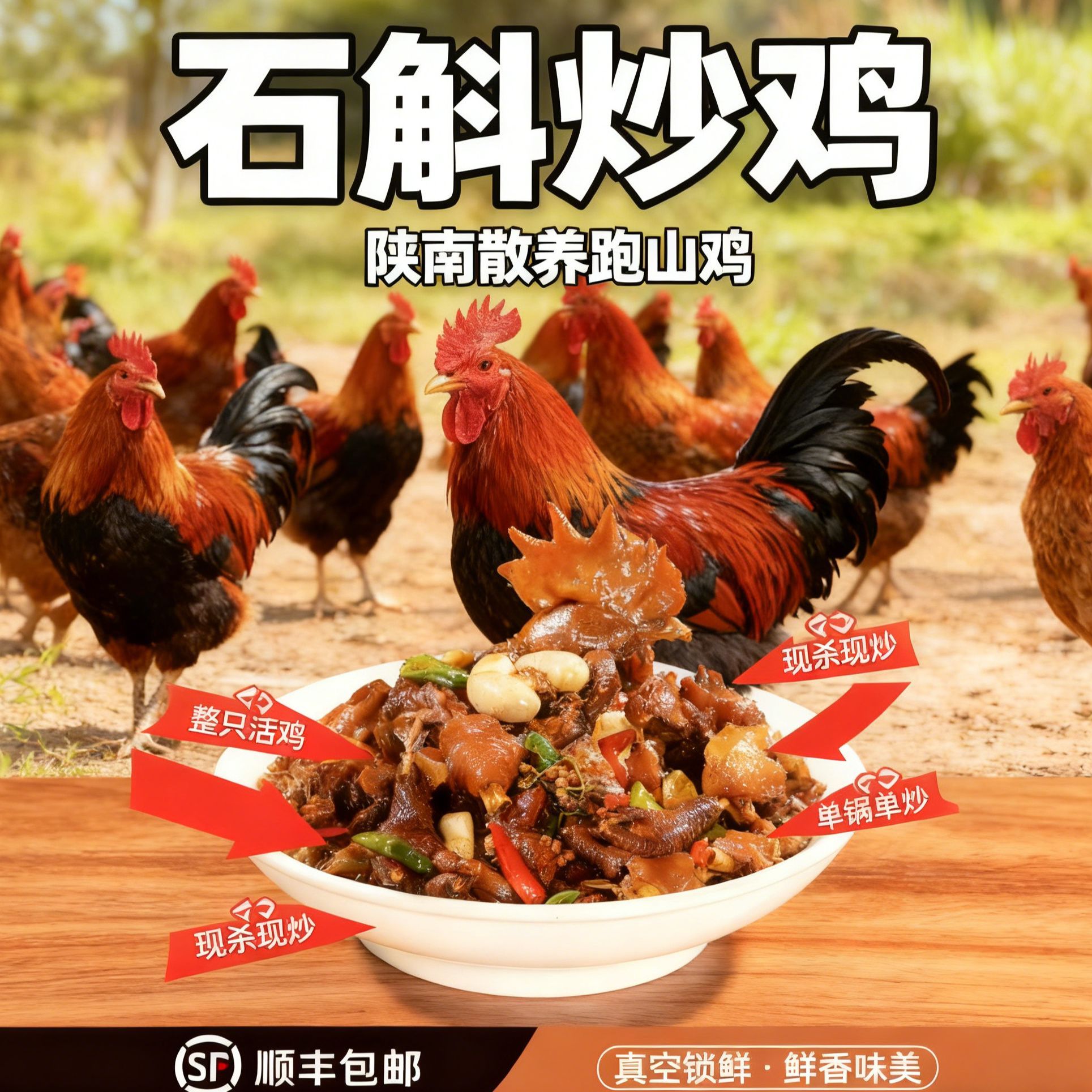 【石斛柴火炒鸡】【高山散养4.5-5斤活鸡】石斛柴火鸡 顺丰包邮
