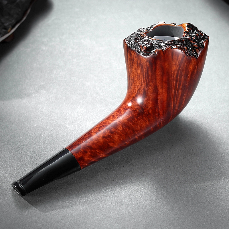 PL111 20*40 3MM拉草大号角平插西班牙皮料直斗石楠木烟斗手工斗