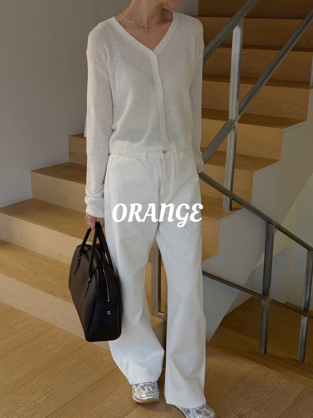 ORANGE常规款白色牛仔裤