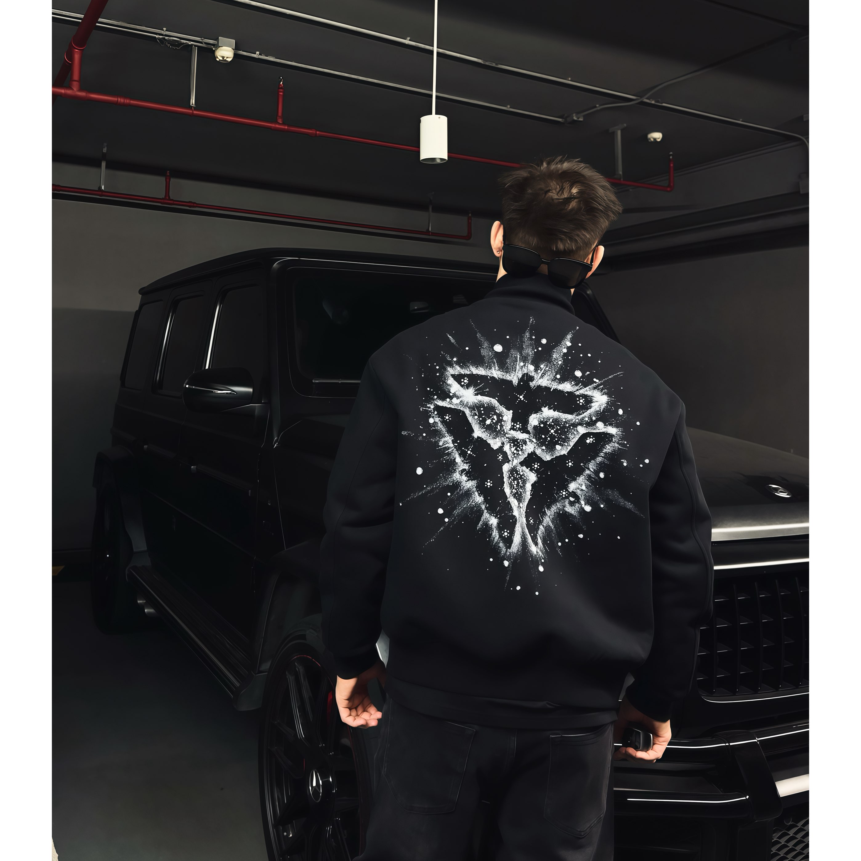 SAM【曜夜飞鹰】冬季高定奢睿气场晶钻加厚夹棉型男痞帅棒球领棉服