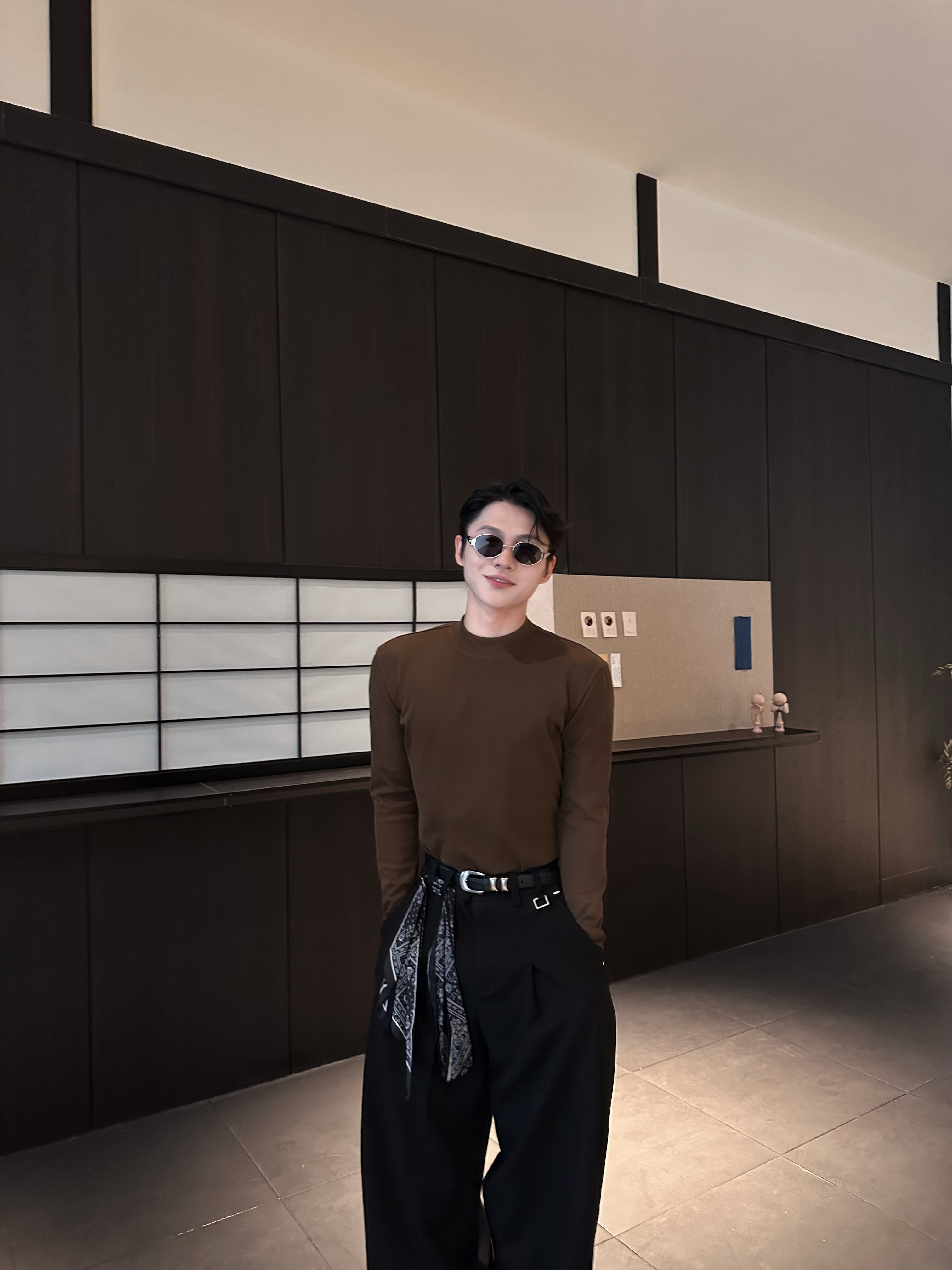 【FANG BH】重磅320g半高圆领正肩合身长袖短袖琥珀色百搭T恤打底衫