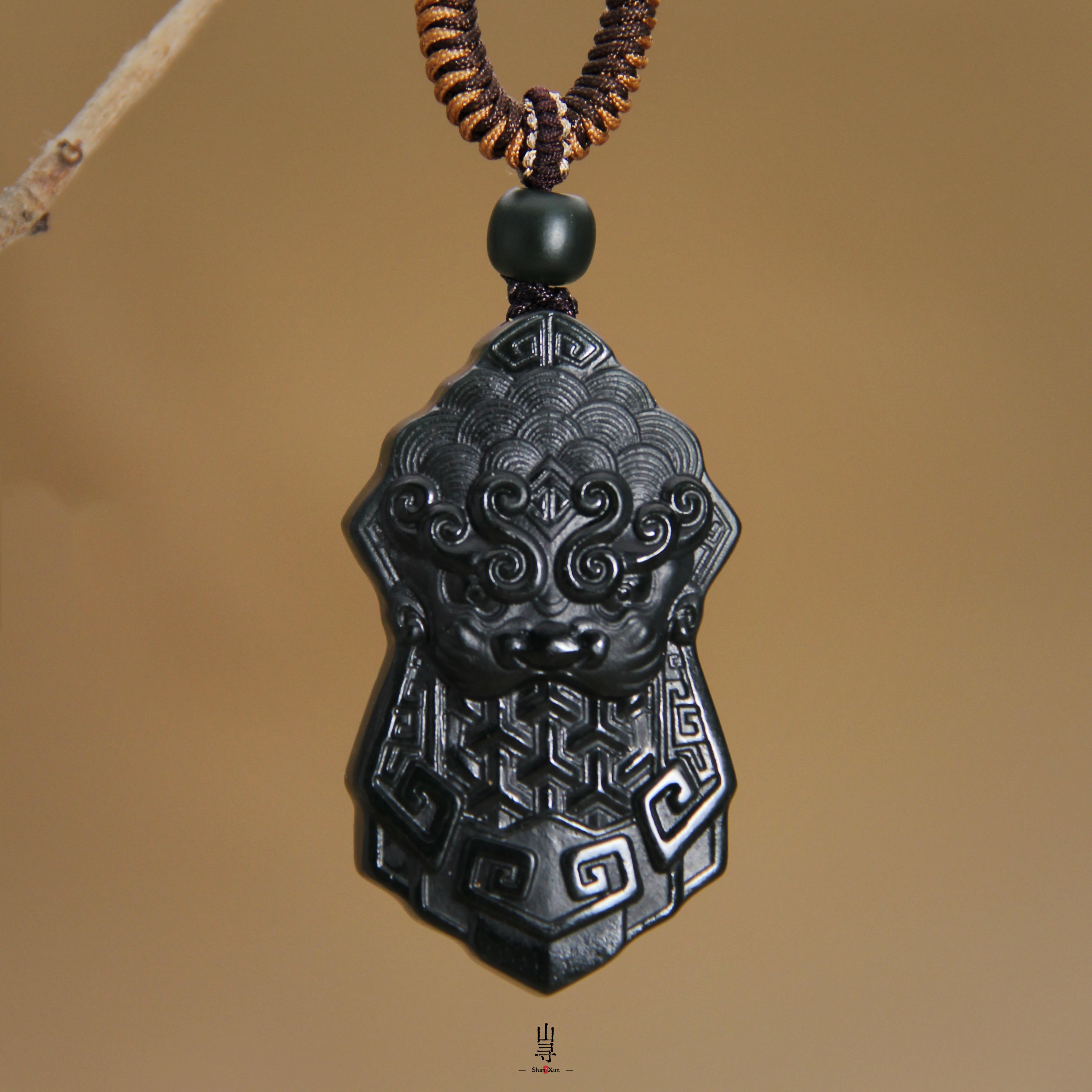 天然和田玉青玉唐玄甲双面精雕男士挂件仿古雕刻平安守护甲胄项坠