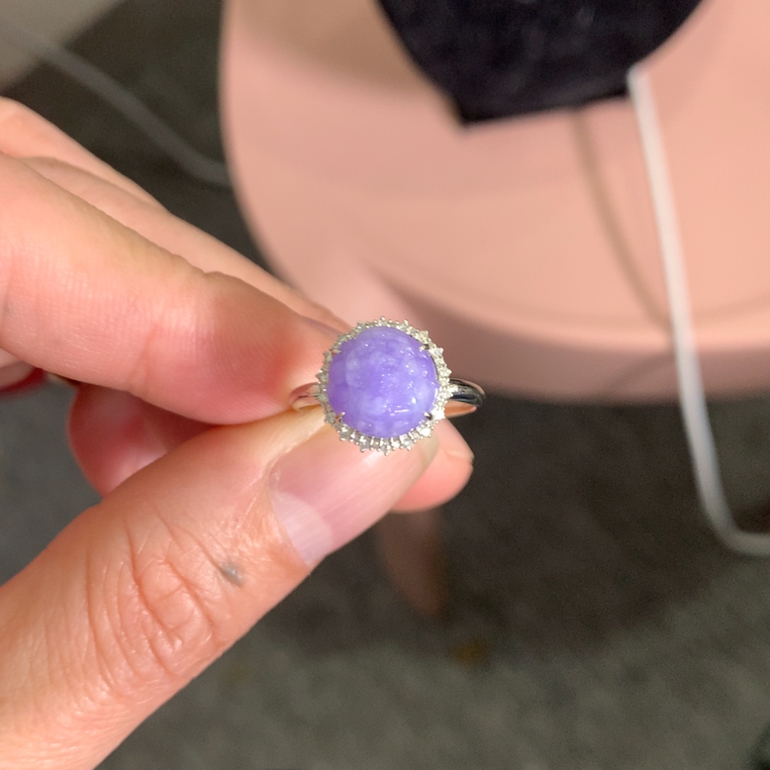 小***草翡翠18K金镶嵌戒指翡翠