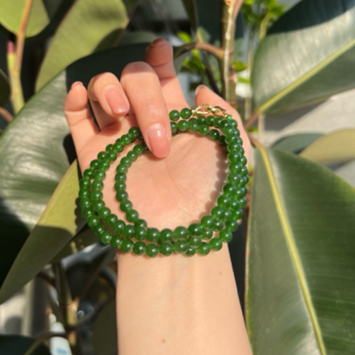 【玉瑾原创】和田玉碧玉项链菠菜绿辣底卡6