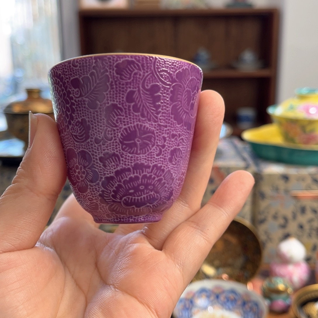 全手工全手绘耙花杯